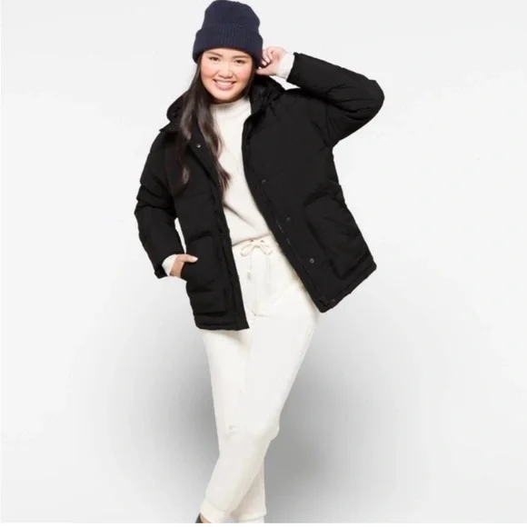 Madewell Holland Quilted Black Puffer Parka Jacket Size 1X - Picture 3 of 5